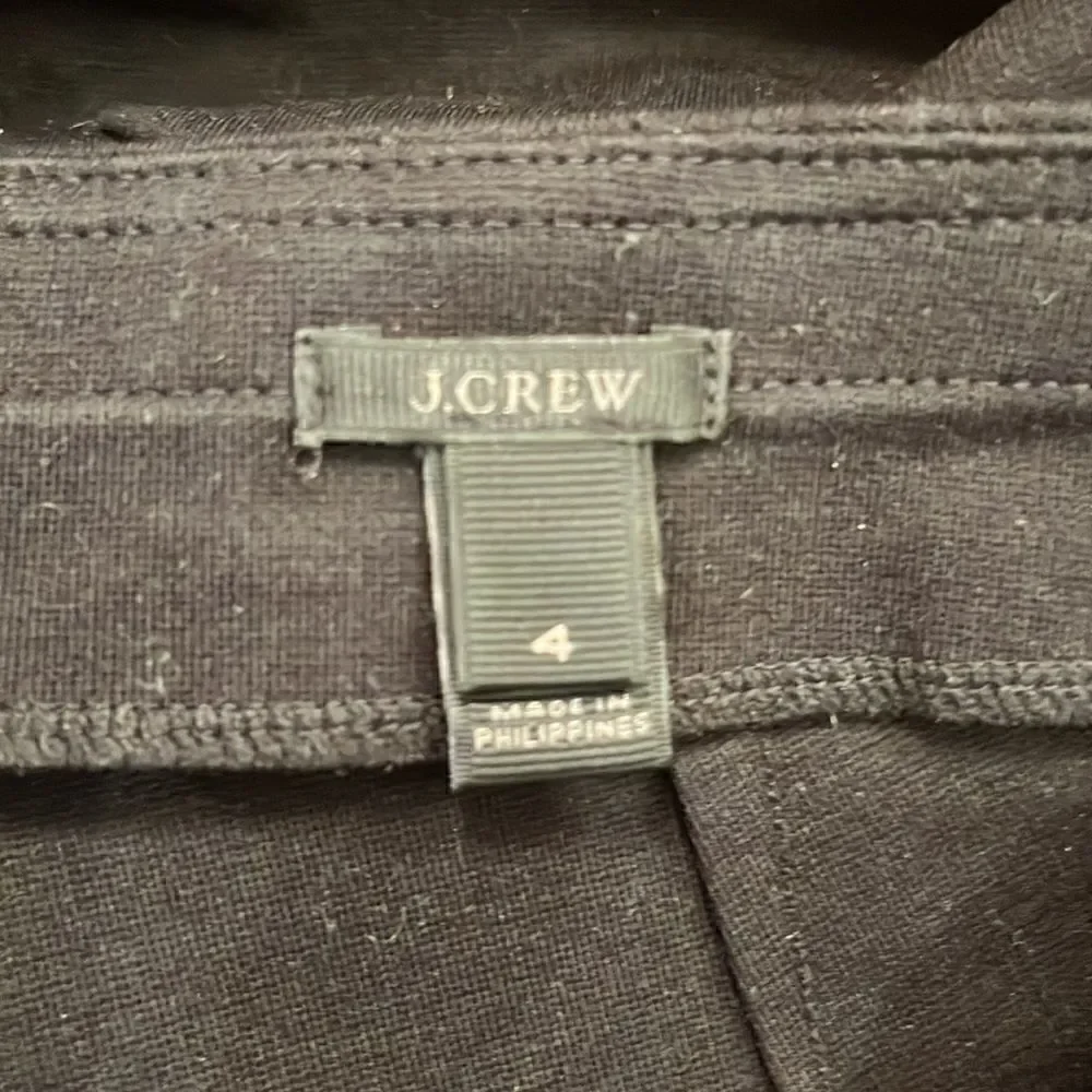 J. Crew Women Black Pants with Leather Trim